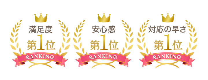 満足度第1位/安心感第1位/対応の早さ第1位
